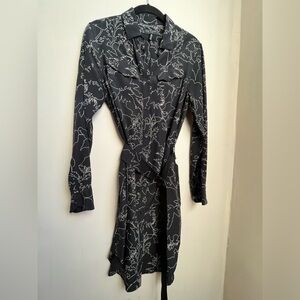 rag and bone 100% silk floral shirtdress